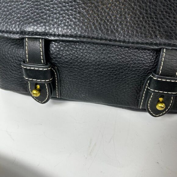 Vintage Ghurka Black Pebble Calfskin Luxury Leather Flap Shoulder Crossbody Bag - Picture 3 of 16